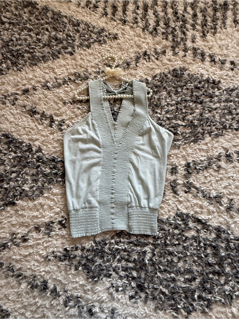 Ribbed Halter Tank Top in Light Sage